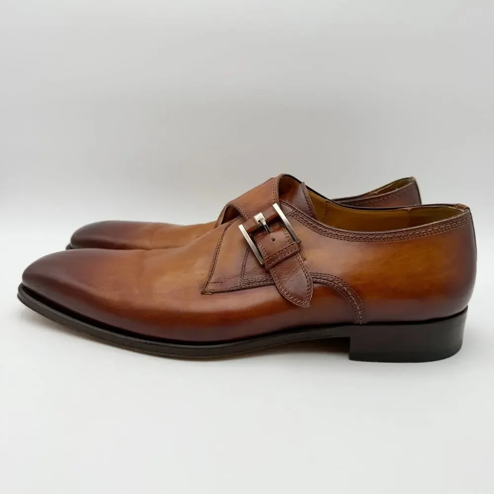 Magnanni Mens Marco ll Dress Monk Shoes US 11.5 Brown Leather EUC